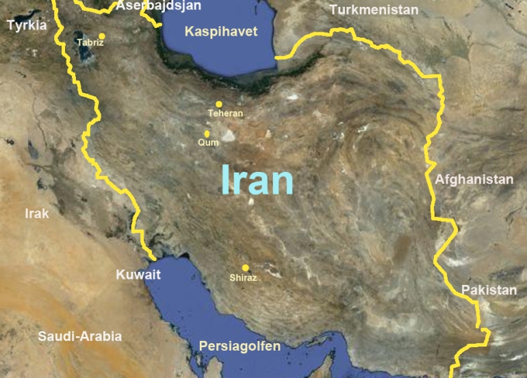Topografisk kart over Iran