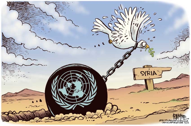 Tegning av fredsdue i Syria med dårlige vilkår