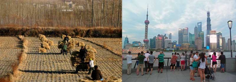 to bilder i ett - kontraster i Kina