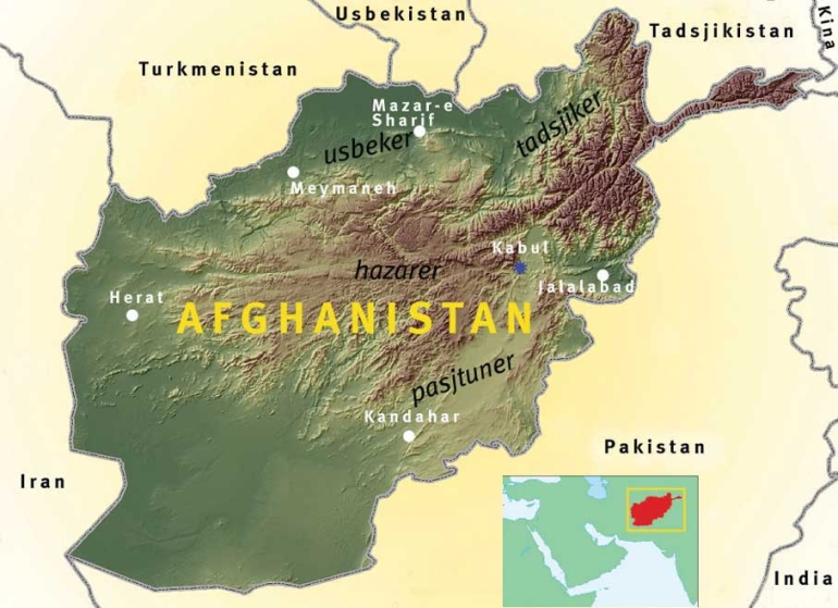 Topgrafisk kart over Afghanistan