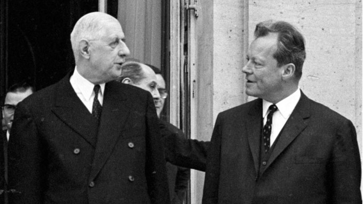 Bilde av De Gaulle og Tysklands utenriksminister Willy Brandt