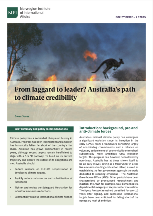 From laggard to leader? Australia’s path to climate credibility | NUPI