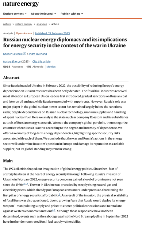 Russian nuclear energy diplomacy and its implications for energy ...