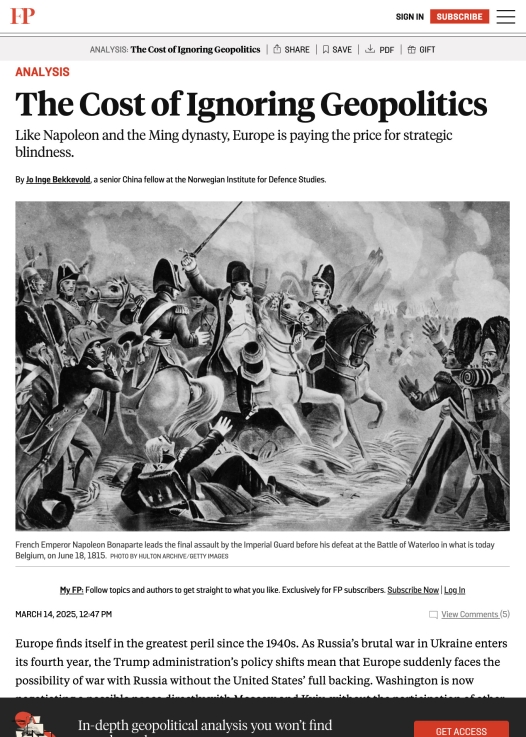The Cost of Ignoring Geopolitics | NUPI