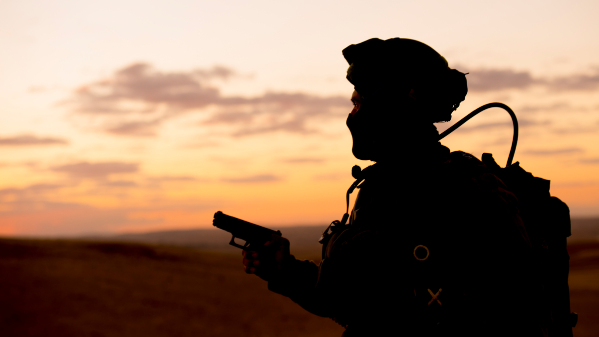 Bildet viser en soldat fra en israelsk antiterrorøvelse