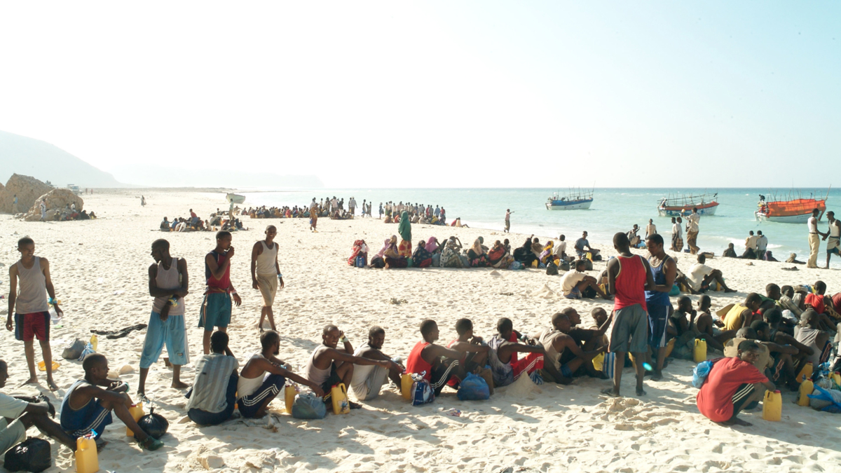 Bildet viser båtflyktninger i Somalia