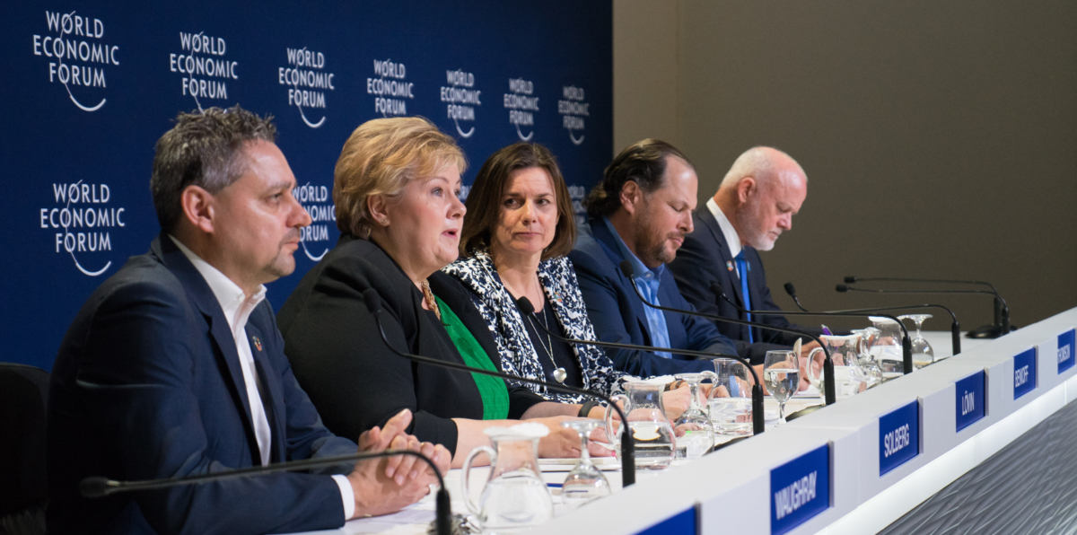 Bildet viser statsminister Erna Solberg i Davos i januar 2018.
