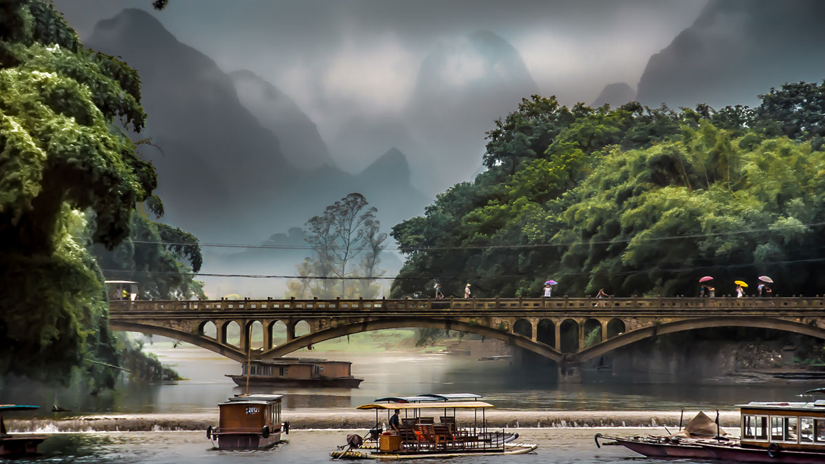 Bilde fra Li-elven i Sørvest-Kina