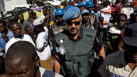 Bildet viser FN-politi på Haiti