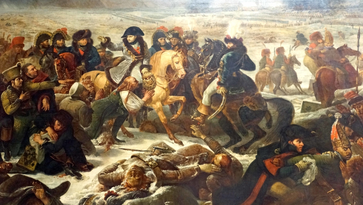 Bildet viser Napoleon på slagmarken
