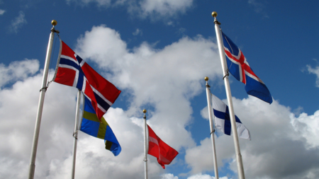 The image shows Nordic flags