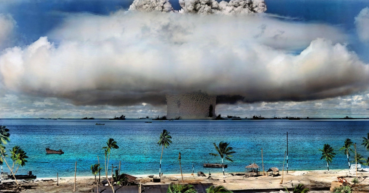 Bildet viser en atomvåpentest på Marshall-øyene i 1946